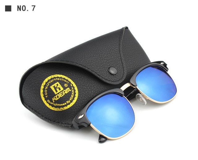 Kdeam Brand Unisex Mixed Classic Polarized Sunglasses Women High Polaroid Half-Gold Frame With Leather Case Sunglasses Kdeam C7 Polarized Lense 