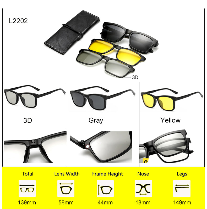 Ralferty Multi-Function Magnetic Polarized Clip On Sunglasses Unisex With Clip Ons Ralferty   