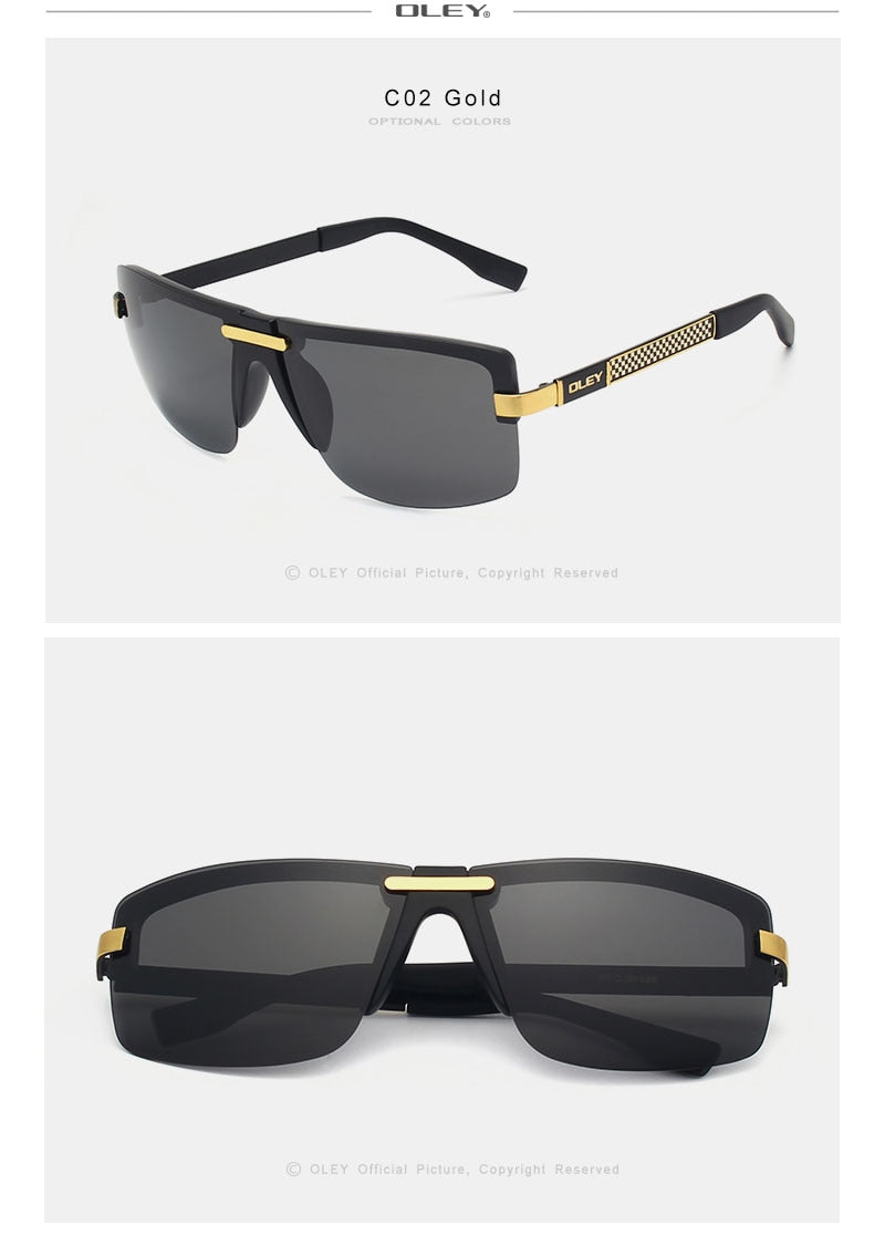 Oley Men's Frameless Polarized Sunglasses | Classic HD Pilot UV400 Y4909 C1BOX