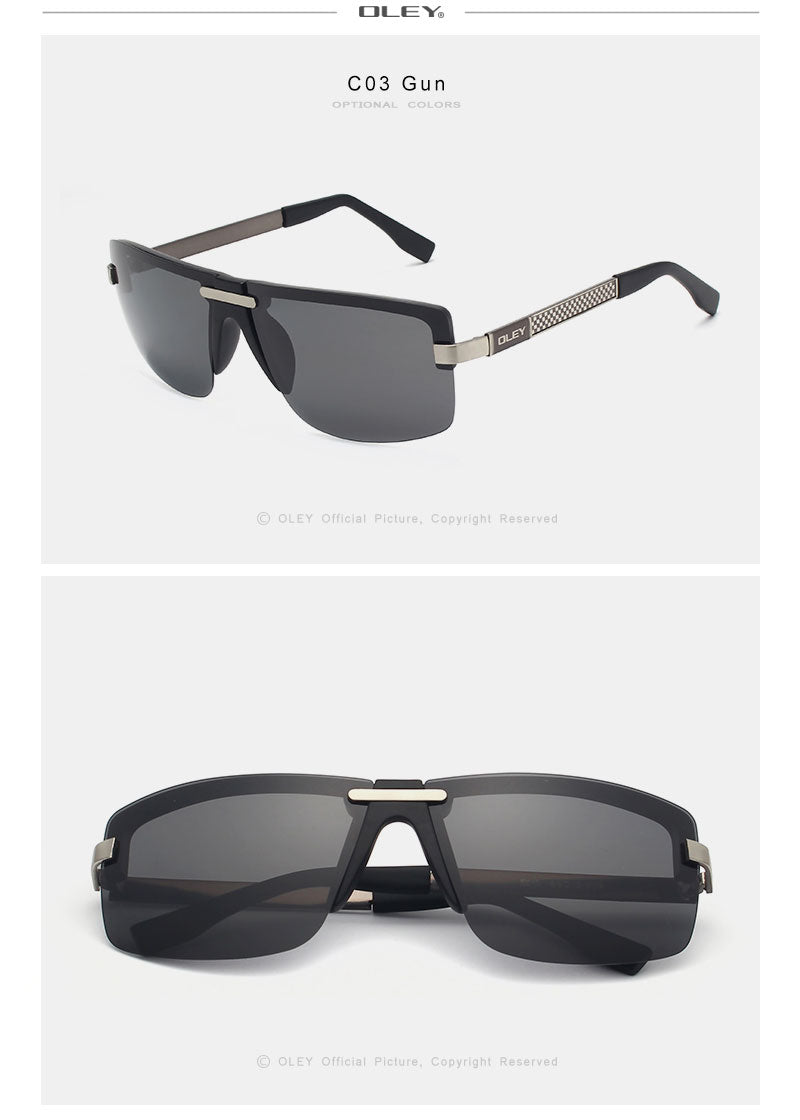 Oley Men's Frameless Polarized Sunglasses | Classic HD Pilot UV400 Y4909 C1BOX