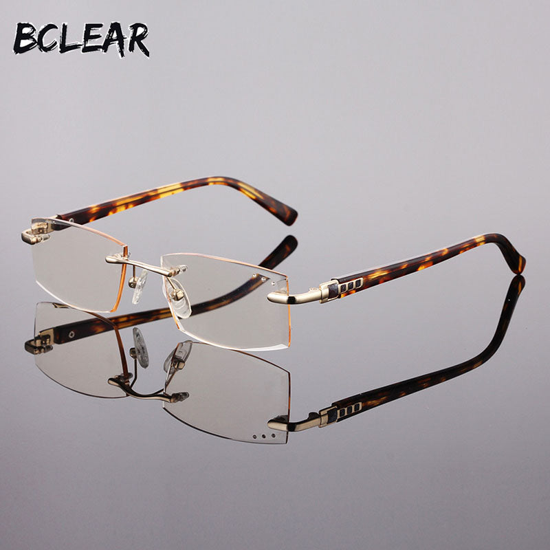 Bclear Men Rimless Alloy Reading Glasses Diamond Trimming Anti-Blue Lenses Reading Glasses Bclear   