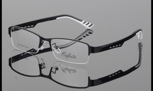 Bclear Men's Business Eyeglasses Half Frame Titanium Alloy Ultra-Light Myopic Tr Legs S2387 Frame Bclear Blackframe white leg  
