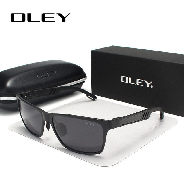 Oley Brand Men's Rectangle Polarized Sunglasses Aluminum Magnesium Driving Hd Y6560 Sunglasses Oley Y6560 C1BOX  