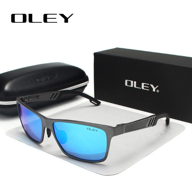Oley Brand Men's Rectangle Polarized Sunglasses Aluminum Magnesium Driving Hd Y6560 Sunglasses Oley Y6560 C3BOX  