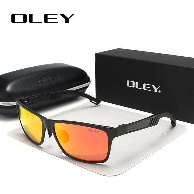 Oley Brand Men's Rectangle Polarized Sunglasses Aluminum Magnesium Driving Hd Y6560 Sunglasses Oley Y6560 C4BOX  