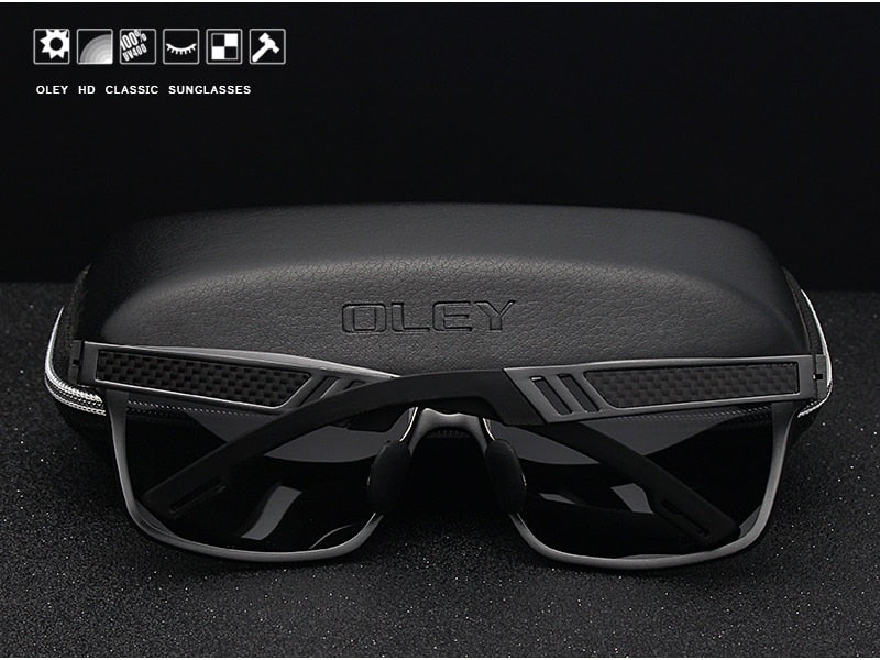 Oley Brand Men's Rectangle Polarized Sunglasses Aluminum Magnesium Driving Hd Y6560 Sunglasses Oley   