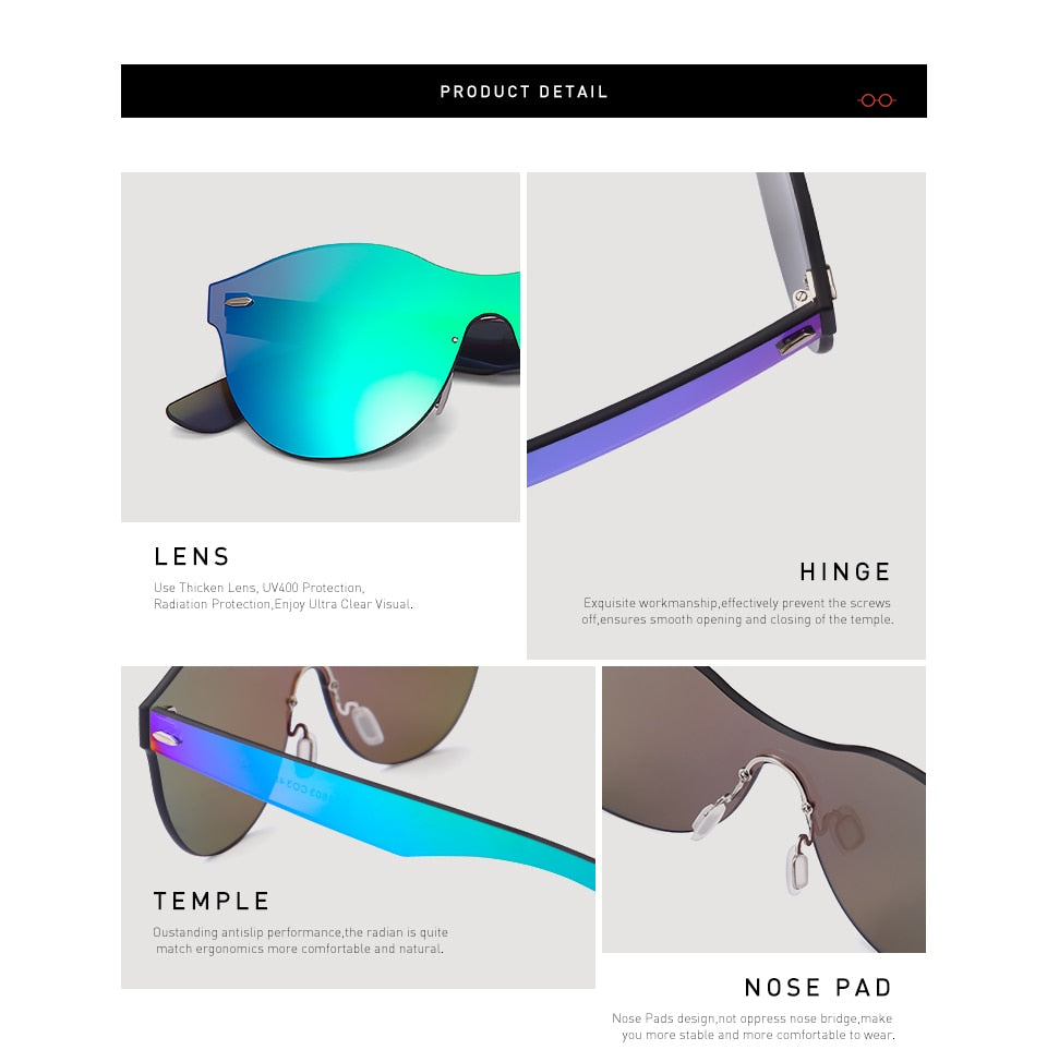 20/20 Round Flat Rimless Unisex Sunglasses Pc1603 Sunglasses 20/20   