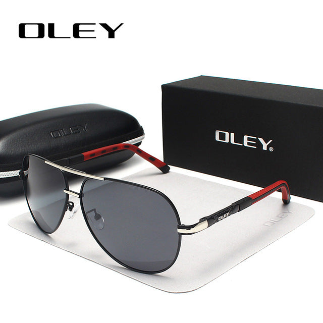 Oley Brand Men's Aluminum Polarized Sunglasses Classic Pilot Coating Lens Shades Y8725 Sunglasses Oley Y8725 Silver Gray  