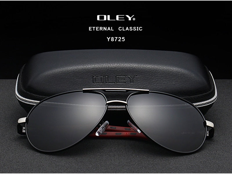 Oley Brand Men's Aluminum Polarized Sunglasses Classic Pilot Coating Lens Shades Y8725 Sunglasses Oley   