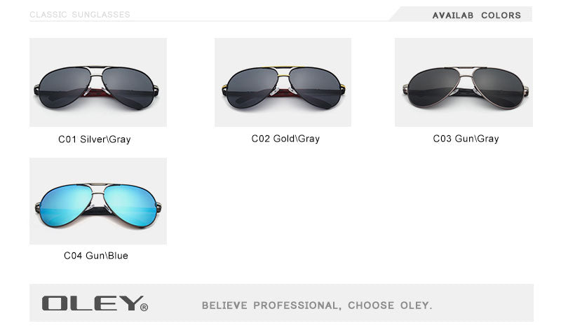 Oley Men's Aluminum Polarized Sunglasses - Classic Pilot Coating Lens ...