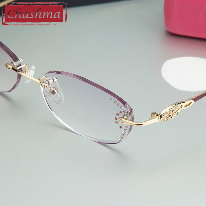 Chashma Women's Rimless Eyeglasses Titanium Diamond Cut Tinted Lenses 3089 Rimless Chashma   