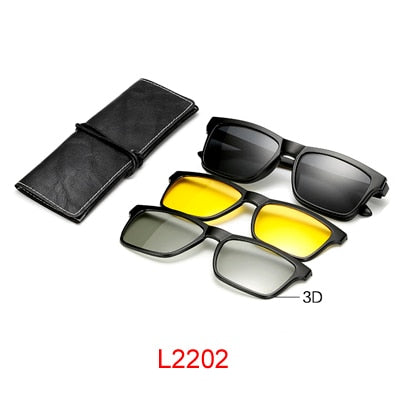 Ralferty Magnetic Polarized Clip On Sunglasses - Enhancing Vision L2202 / Black