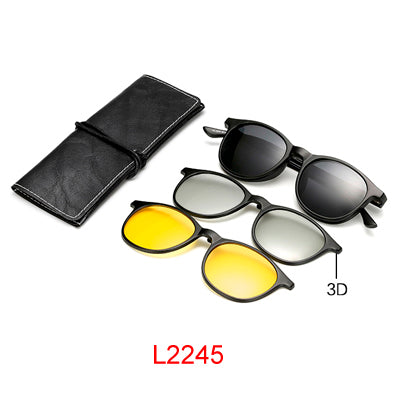 Ralferty Multi-Function Magnetic Polarized Clip On Sunglasses Men Women Ultra-Light Tr90 3D Yellow Night Vision Glasses Clip On Sunglasses Ralferty L2245 Black 