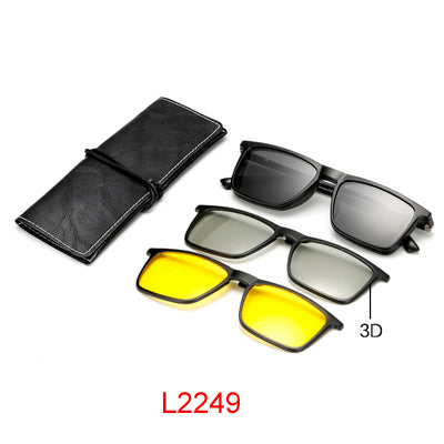 Ralferty Multi-Function Magnetic Polarized Clip On Sunglasses Men Women Ultra-Light Tr90 3D Yellow Night Vision Glasses Clip On Sunglasses Ralferty L2249 Black 
