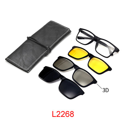 Ralferty Multi-Function Magnetic Polarized Clip On Sunglasses Men Women Ultra-Light Tr90 3D Yellow Night Vision Glasses Clip On Sunglasses Ralferty L2268 Black 