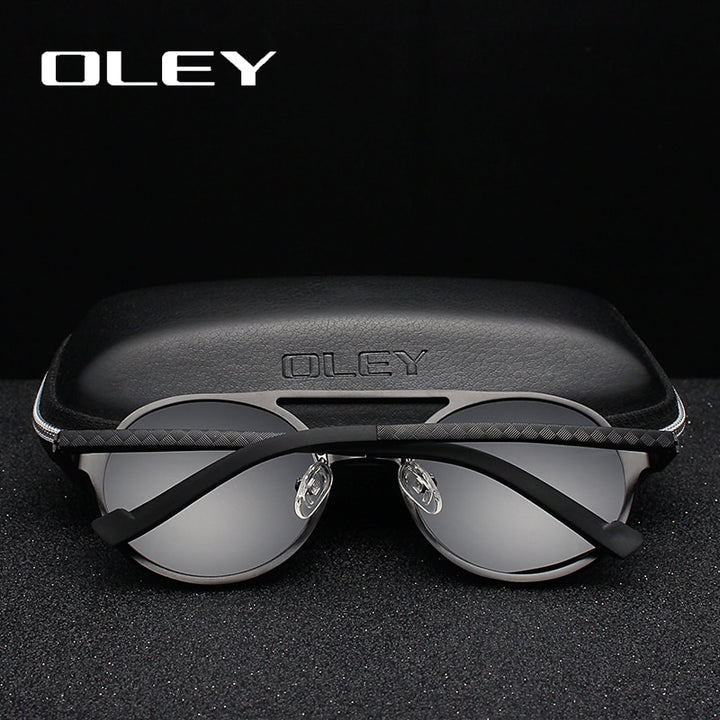 Oley Brand Men's Round Aluminum-Magnesium Polarized Sunglasses Women Anti-Glare Unisex Y7576 Sunglasses Oley   