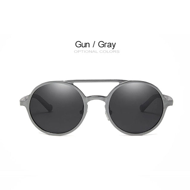 Oley Brand Men's Round Aluminum-Magnesium Polarized Sunglasses Women Anti-Glare Unisex Y7576 Sunglasses Oley Y7576 C2BOX  