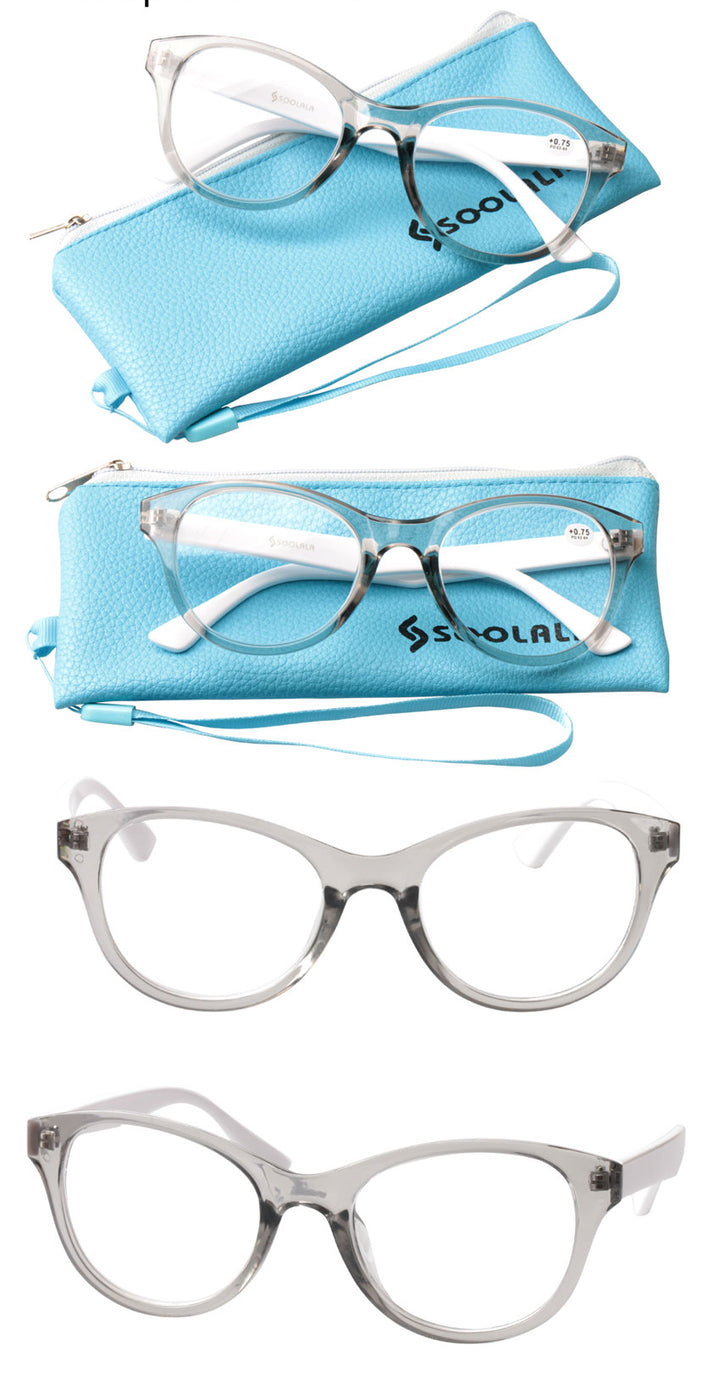 Soolala Brand Women's Oversized Tr90 Reading Glasses Clear Frame Anti Radiation Computer Glass 0.5 To 4.0 Reading Glasses SooLala   