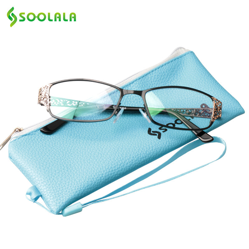 Soolala Brand Women's Reading Glasses Hollow Arm Full Rimmed Diopter Glasses +0.5 1.5 1.75 2.25 To 5.0 Reading Glasses SooLala   