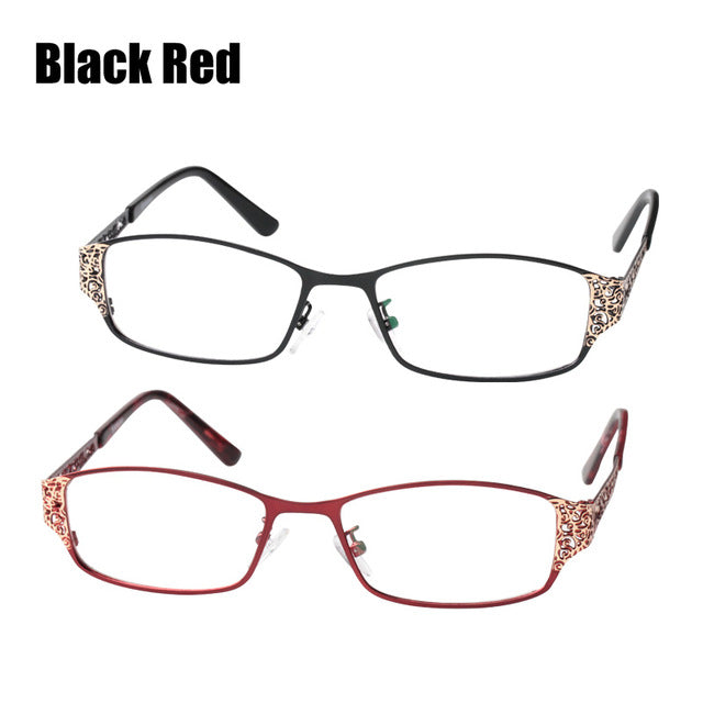 Soolala Brand Women's Reading Glasses Hollow Arm Full Rimmed Diopter Glasses +0.5 1.5 1.75 2.25 To 5.0 Reading Glasses SooLala +100 Black Red Mixed 
