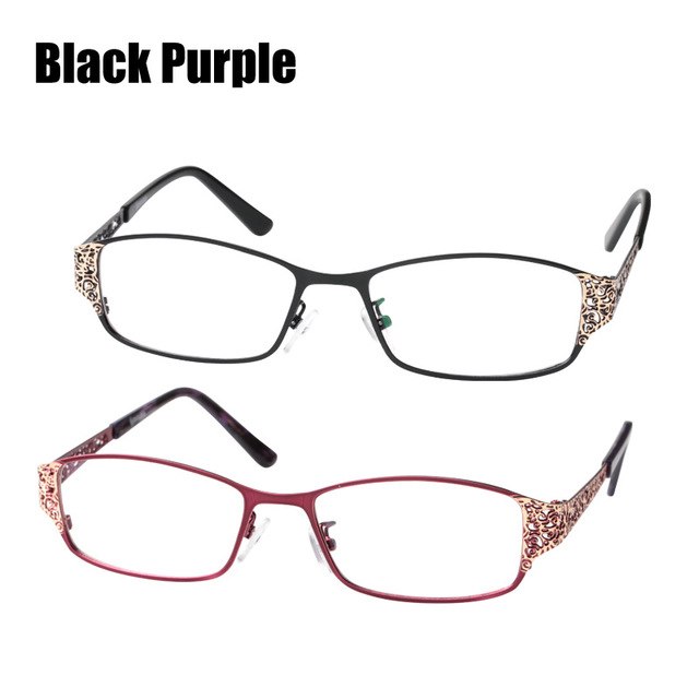 Soolala Brand Women's Reading Glasses Hollow Arm Full Rimmed Diopter Glasses +0.5 1.5 1.75 2.25 To 5.0 Reading Glasses SooLala +100 Black Purple Mixed 