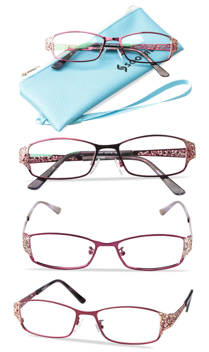 Soolala Brand Women's Reading Glasses Hollow Arm Full Rimmed Diopter Glasses +0.5 1.5 1.75 2.25 To 5.0 Reading Glasses SooLala   