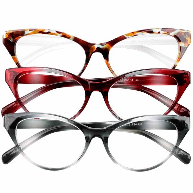 Soolala Ultralight Cat Eye Reading Glasses Women Eyeglasses 0 +1 +1.5 +2 +2.5 +3 +3.5 Reading Glasses SooLala 0 3 Pairs Mix Color 
