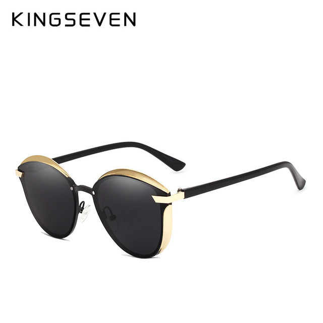 Kingseven Brand Design Cat Eye Sunglasses Women Polarized Alloy Frame+Tr90 N-7824F1 Sunglasses KingSeven Black  