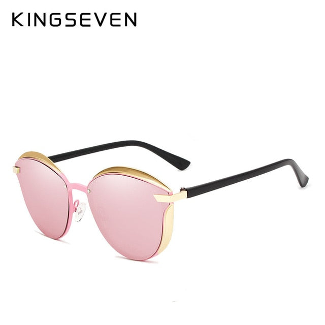 Kingseven Brand Design Cat Eye Sunglasses Women Polarized Alloy Frame+Tr90 N-7824F1 Sunglasses KingSeven PINK  