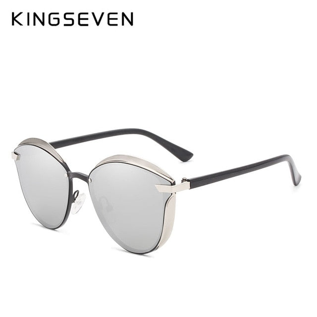 Kingseven Brand Design Cat Eye Sunglasses Women Polarized Alloy Frame+Tr90 N-7824F1 Sunglasses KingSeven SILVER  