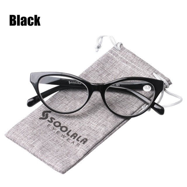 Soolala Ultralight Cat Eye Reading Glasses Women Eyeglasses 0 +1 +1.5 +2 +2.5 +3 +3.5 Reading Glasses SooLala 0 Black 