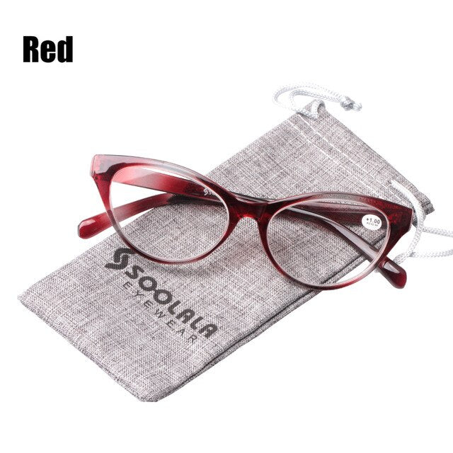 Soolala Ultralight Cat Eye Reading Glasses Women Eyeglasses 0 +1 +1.5 +2 +2.5 +3 +3.5 Reading Glasses SooLala 0 Red 
