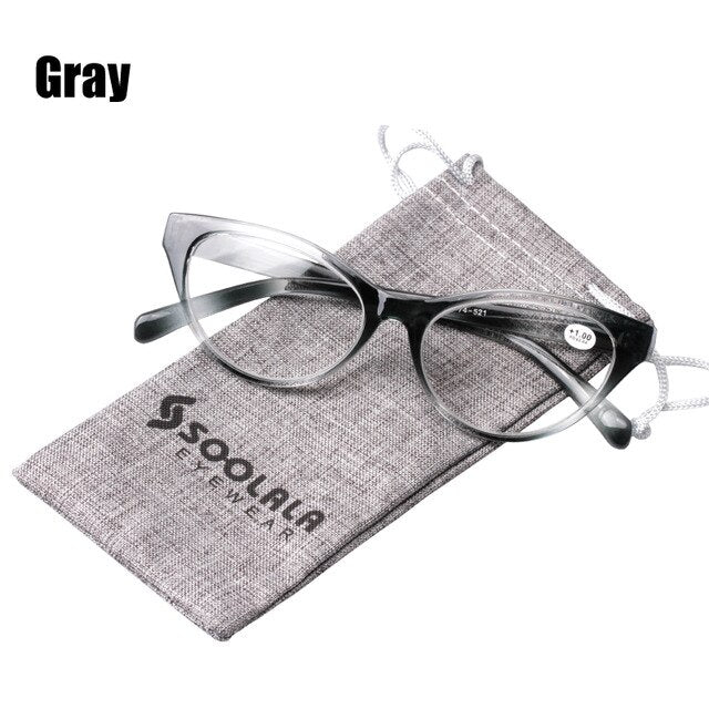 Soolala Ultralight Cat Eye Reading Glasses Women Eyeglasses 0 +1 +1.5 +2 +2.5 +3 +3.5 Reading Glasses SooLala 0 Gray 