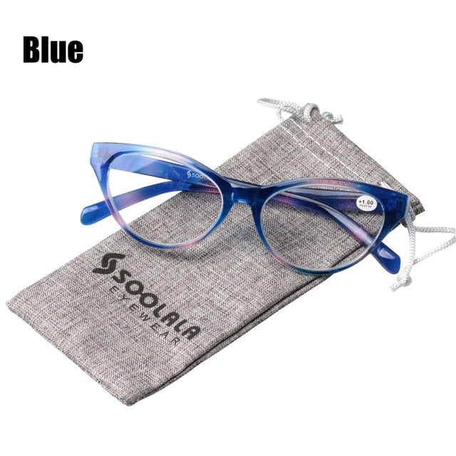 Soolala Ultralight Cat Eye Reading Glasses Women Eyeglasses 0 +1 +1.5 +2 +2.5 +3 +3.5 Reading Glasses SooLala 0 Blue 