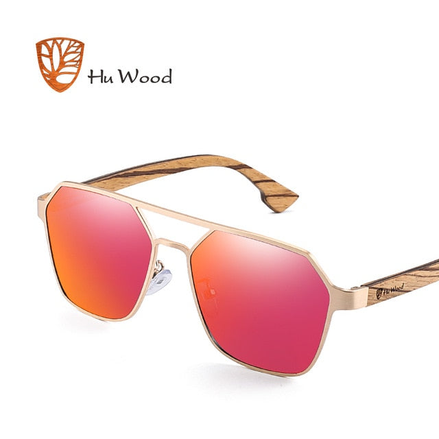 Hu Wood Sunglasses Men Polarized Red Lens Handmade Brand Gr8039 Sunglasses Hu Wood C4  