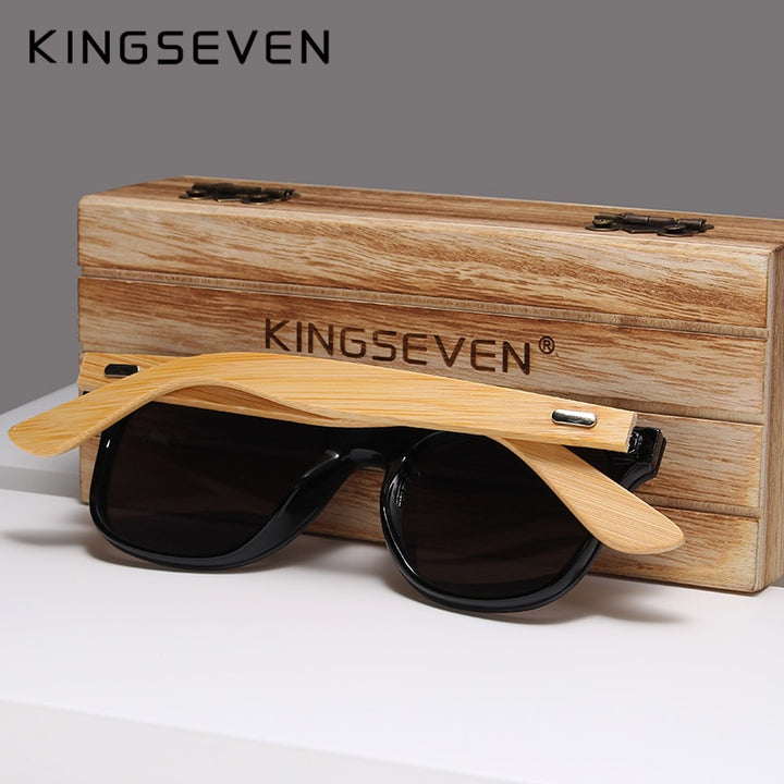 Kingseven Siamese Lens Sunglasses Men Bamboo Women Red Mirror Y5788F1 Sunglasses KingSeven   