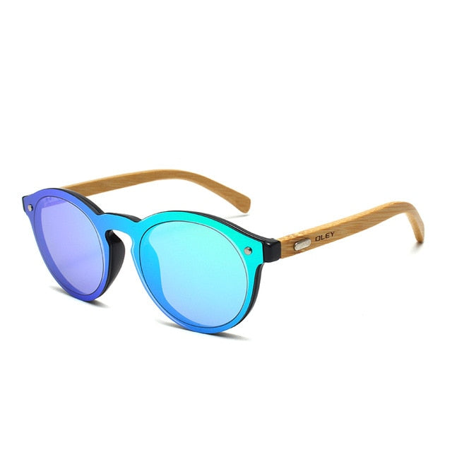 Oley Brand Bamboo Leg Hd Color Film Sunglasses Women Classic Round Overall Flat Lens Z0479 Sunglasses Oley Z0479 C2  