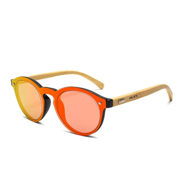 Oley Brand Bamboo Leg Hd Color Film Sunglasses Women Classic Round Overall Flat Lens Z0479 Sunglasses Oley Z0479 C4  
