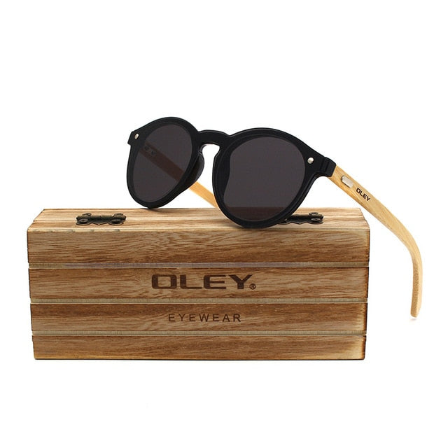 Oley Brand Bamboo Leg Hd Color Film Sunglasses Women Classic Round Overall Flat Lens Z0479 Sunglasses Oley Z0479 C1MBOX  