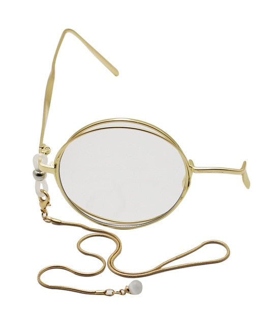 Shauna Anti-Blue Single Eye Glasses Women Double Rims Round Men Sh5971 Anti Blue Shauna With Chain GoldClear  