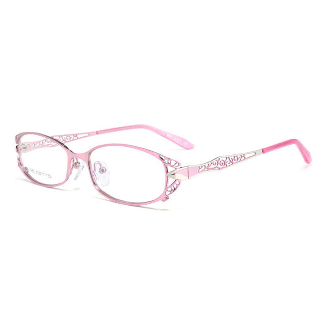 Hotochki Women's Full Rim Rectangle Alloy Reading Glasses 9003 Reading Glasses Hotochki +100 Pink 