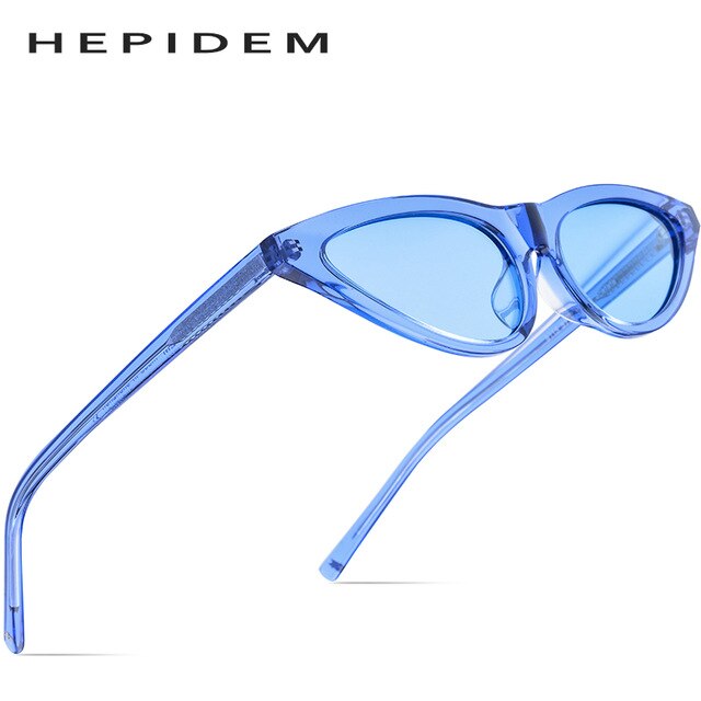 Hepidem Women's Sunglasses Acetate Polarized Transparent Clear Cat Eye T9115 Sunglasses Hepidem Blue  