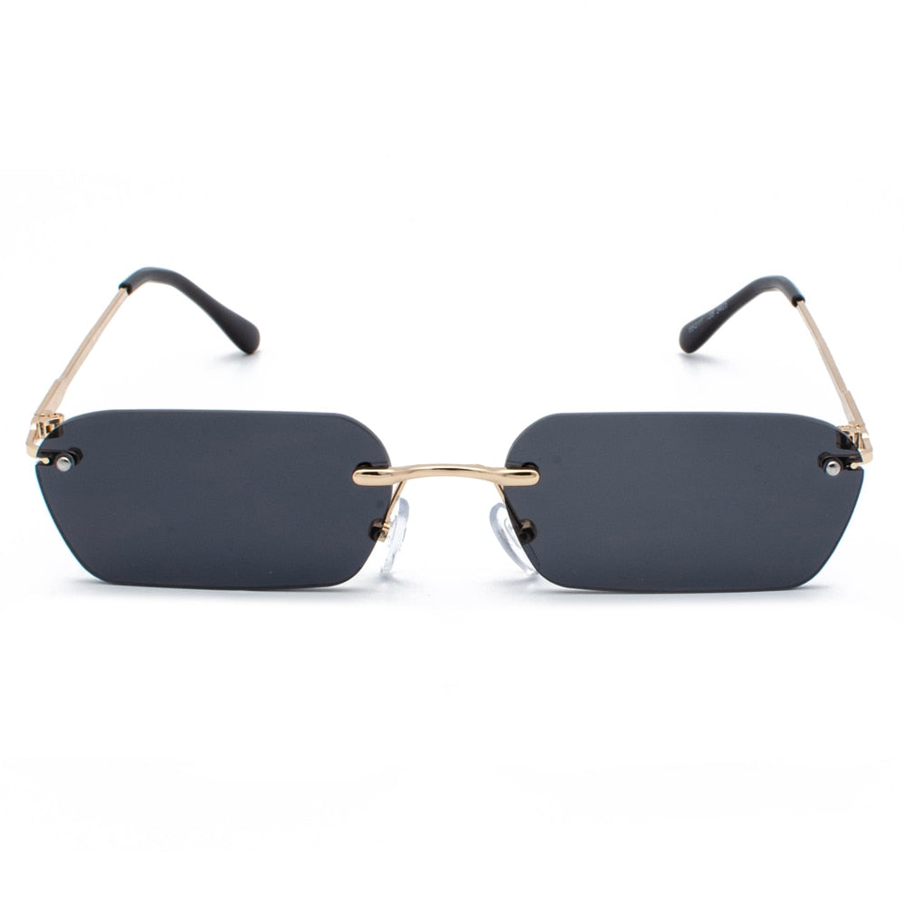 Peekaboo Rimless Rectangle Sunglasses - Sleek and Lightweight Eyewear Gold with Clear / As Show in Photo