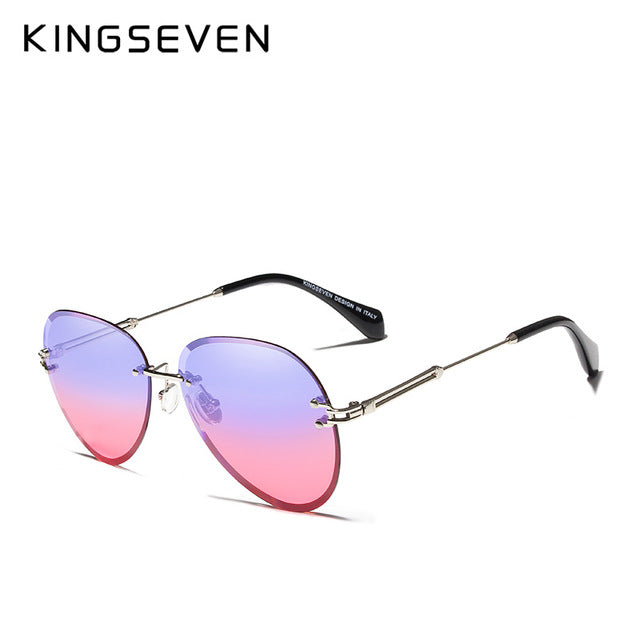 Kingseven Rimless Women Sunglasses Gradient N802Ns Sunglasses KingSeven Blue Gradient Pink  