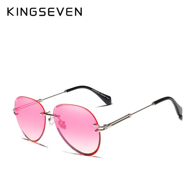 Kingseven Rimless Women Sunglasses Gradient N802Ns Sunglasses KingSeven pink Gradient  