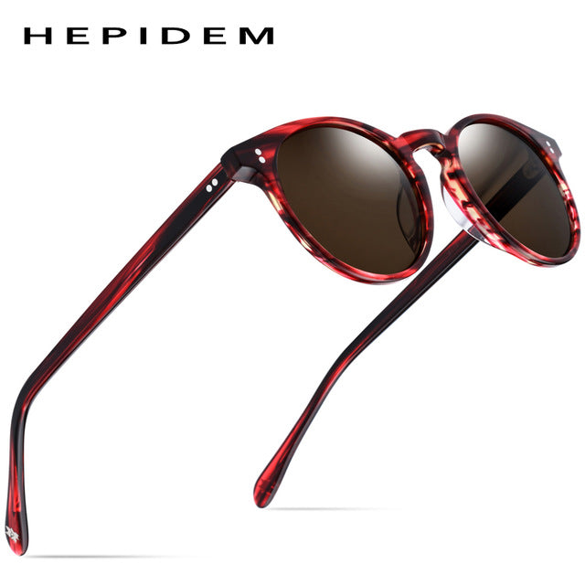 Hepidem Women's Sunglasses Acetate Polarized Round 9113 Sunglasses Hepidem Red  