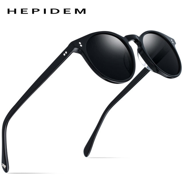 Hepidem Women's Sunglasses Acetate Polarized Round 9113 Sunglasses Hepidem Black  