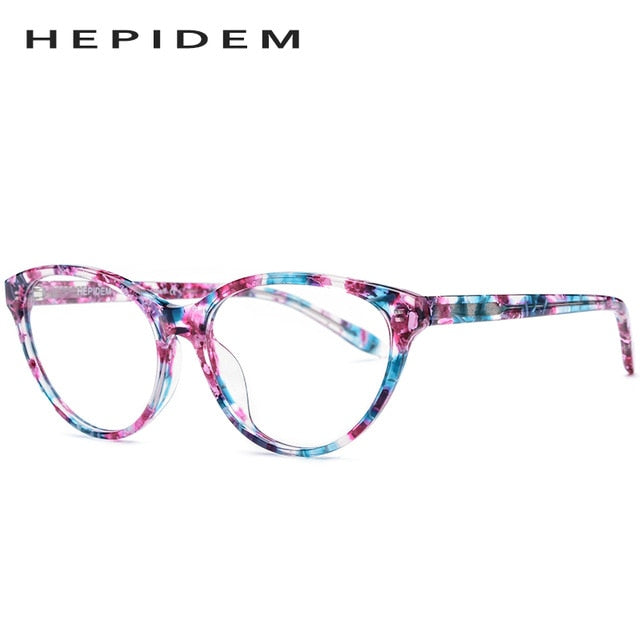 Hepidem Women's Eyeglasses Acetate Cat Eye 9111 Frame Hepidem Floral  