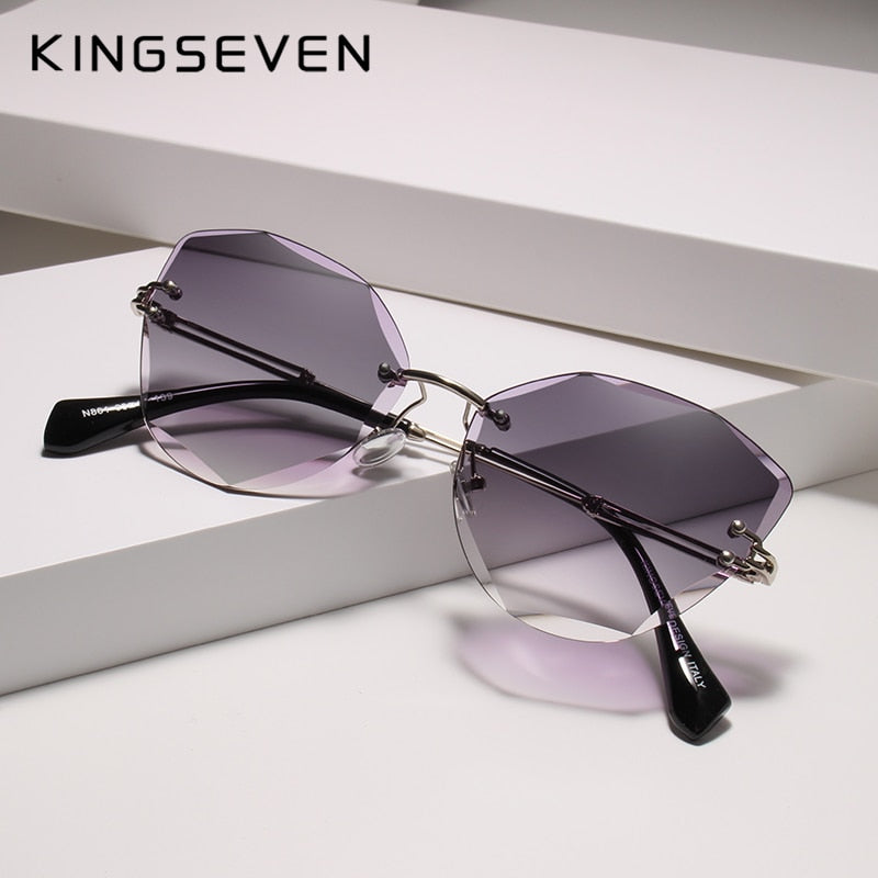 Kingseven Rimless Cat Eye Sunglasses Women Gradient N801 Sunglasses KingSeven   