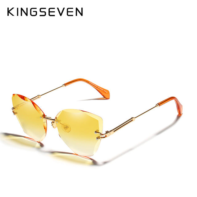 Kingseven Rimless Cat Eye Sunglasses Women Gradient N801 Sunglasses KingSeven Yellow Gradient  